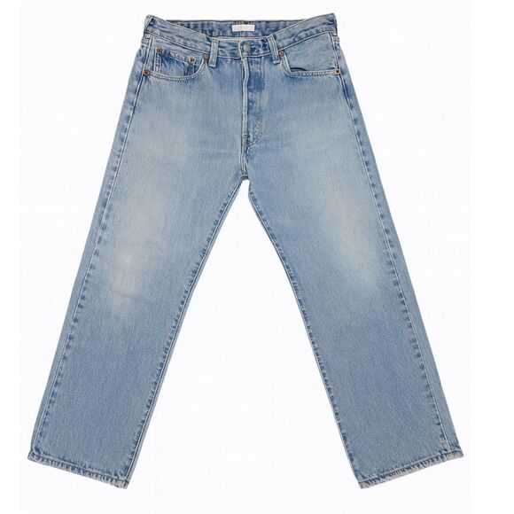 Levi’s 501 Jeans Men 34x30 Blue Medium Wash Button Fly Distressed Y2K Grunge - Picture 2 of 10